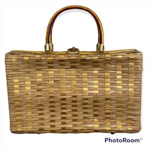 Beautiful Vintage Lucite Vinyl Wicker Purse